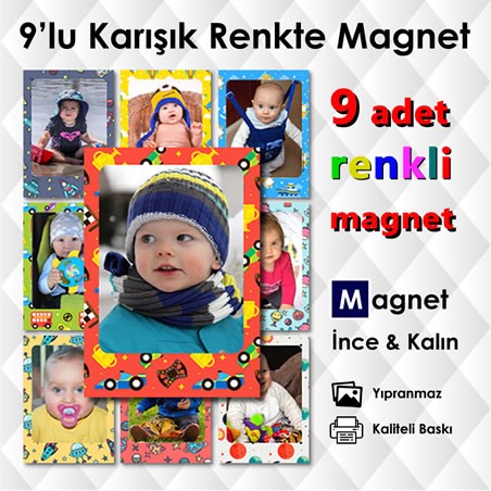 9 Adet Farklı Desenlerde Bebek ve Çocuklar İçin  Renkli Magnet