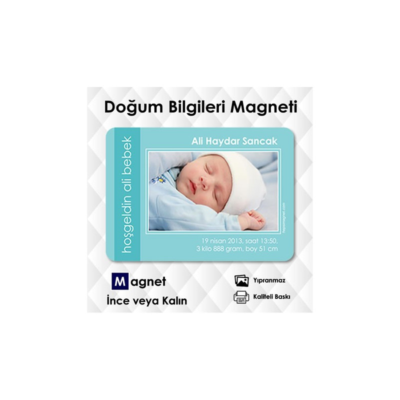 Doğum Kartı Buzdolabı Süsü Erkek Bebek Magneti