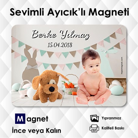 Sevimli Ayı Fonlu FotoMagnet Kod:hm395