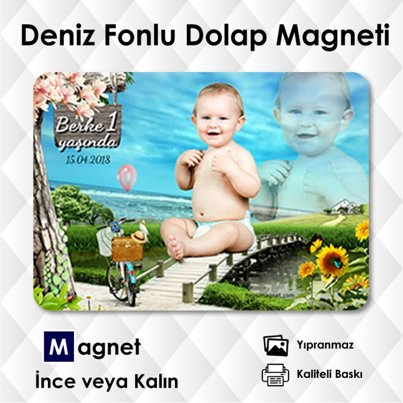 Doğa ve Deniz Fonlu Resimli Magnet