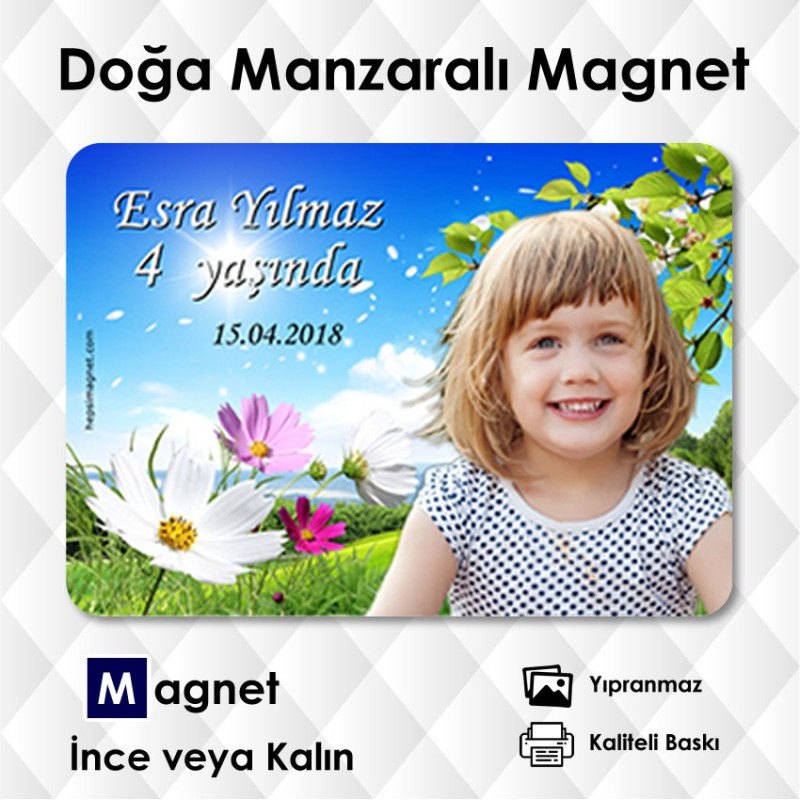 Çiçek Doğa Fonlu Resimli Magnet