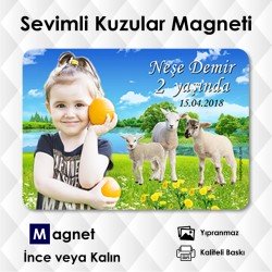 Doğa ve Sevimli Kuzular Fonlu Resimli Magnet