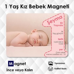 Kız Bebeklere 1 Yaş Magneti