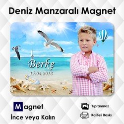 Martılar ve Deniz Fonlu Resimli Magnet