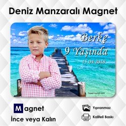 Deniz Kumsal Fonlu Resimli Magnet