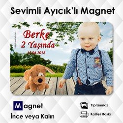 Sevimli Ayı ve Manzara Fonlu Resimli Magnet