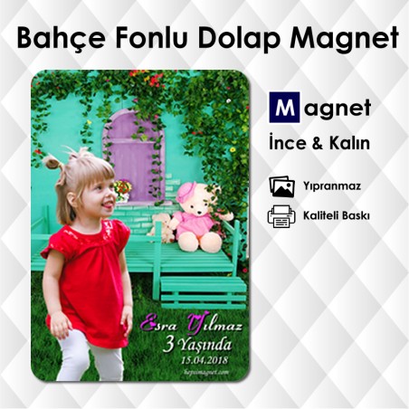 Bahçe ve Sevimli Ayılar Fonlu Resimli Magnet