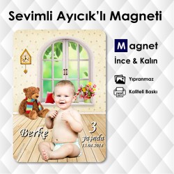 Sevimli Ayı Fonlu Resimli Magnet