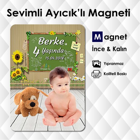 Bahçe ve Sevimli Ayı Fonlu Resimli Magnet Kod:hm394