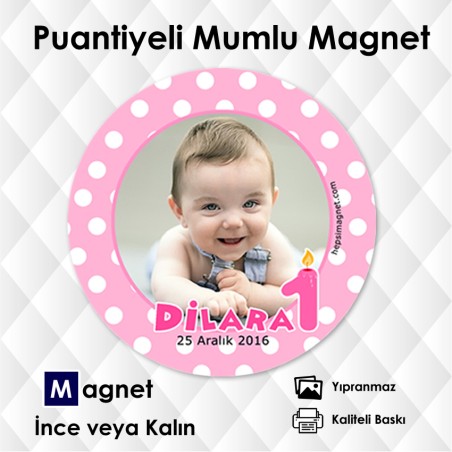 Puantiyeli  Yuvarlak Buzdolabı Magneti