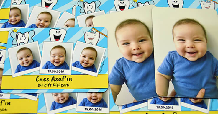 Enes Bebeğin 3 Fotoğraflı Diş Buğdayı Magneti