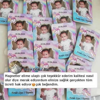 Unicorn Tasarımlı Kız Bebek ve Çocuk Magneti