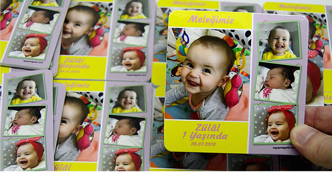 Zülal 1 Yaşında 4 Resimli Buzdolabı Magneti