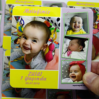 Zülal 1 Yaşında 4 Resimli Buzdolabı Magneti